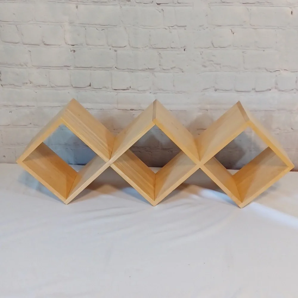 Handmade Bamboo Zig-Zag Wall Shelf – Geometric Diamond Design – Made in Thailand